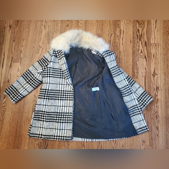 Banana Republic Houndstooth Jacket w/removable Fur Collar, Size L - Picture 6 of 6
